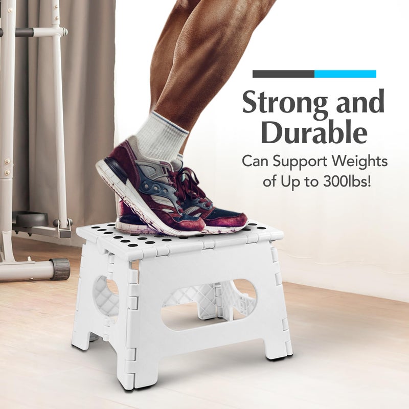 Handy Laundry Folding Lightweight Step Stool - Sturdy Enough to Support Adults and Safe Enough for Kids - Opens Easy with One Flip - Great for Kitchen, Bathroom or Bedroom (White - 9 Inch) - Image 4